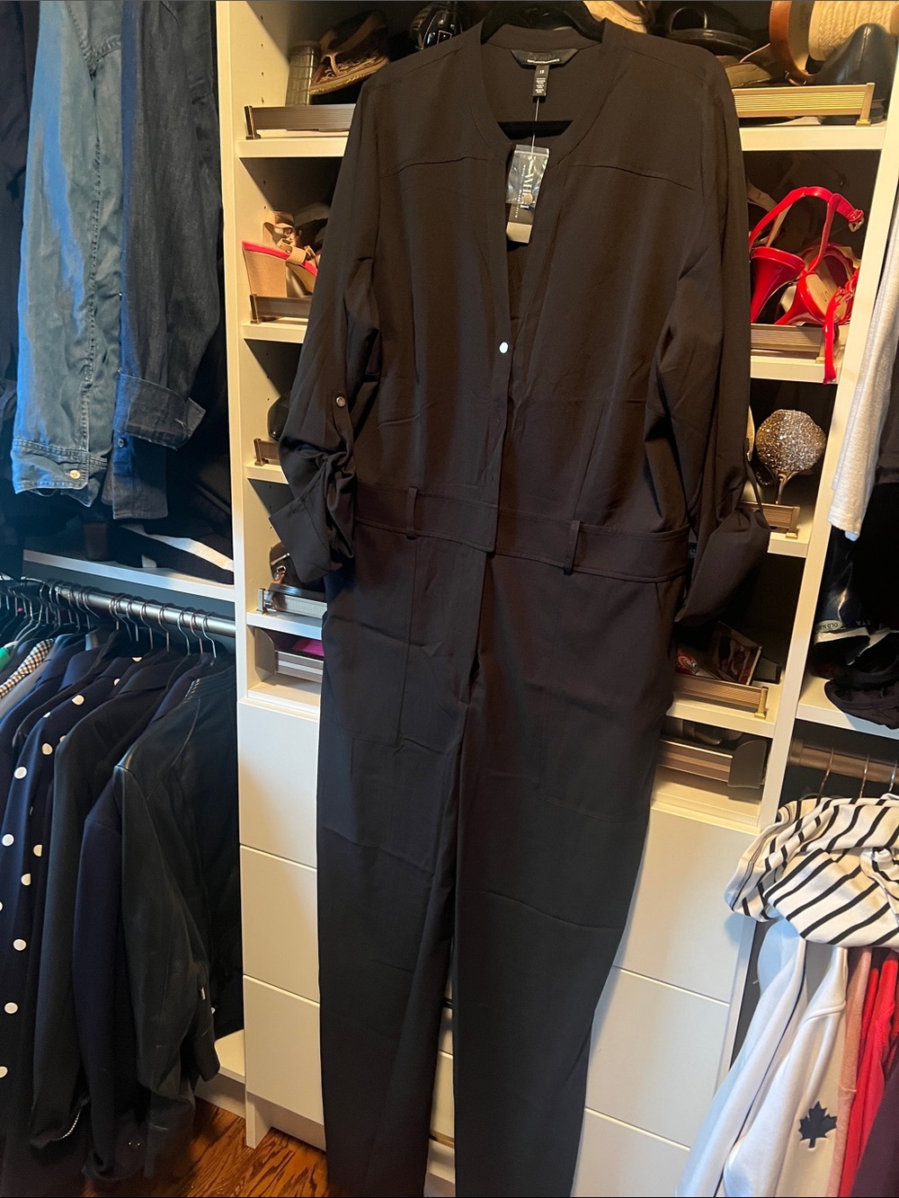 White House Black Market Black Long-Sleeve  Jumpsuit